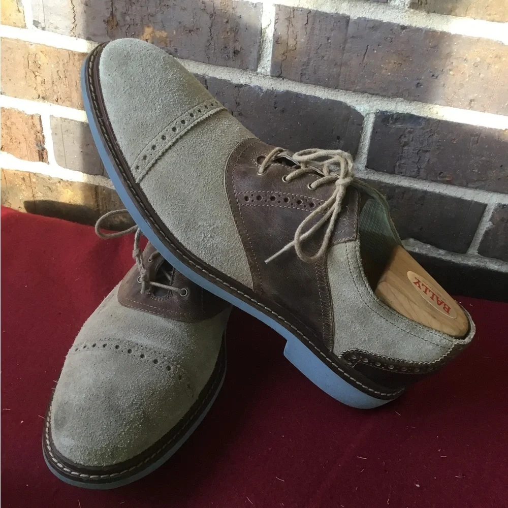 Cole Haan Two-Tone Beige and Brown Suede Derby Oxfords